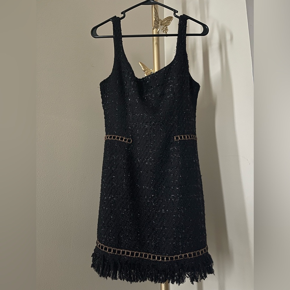 Chic Black Tweed Mini Dress